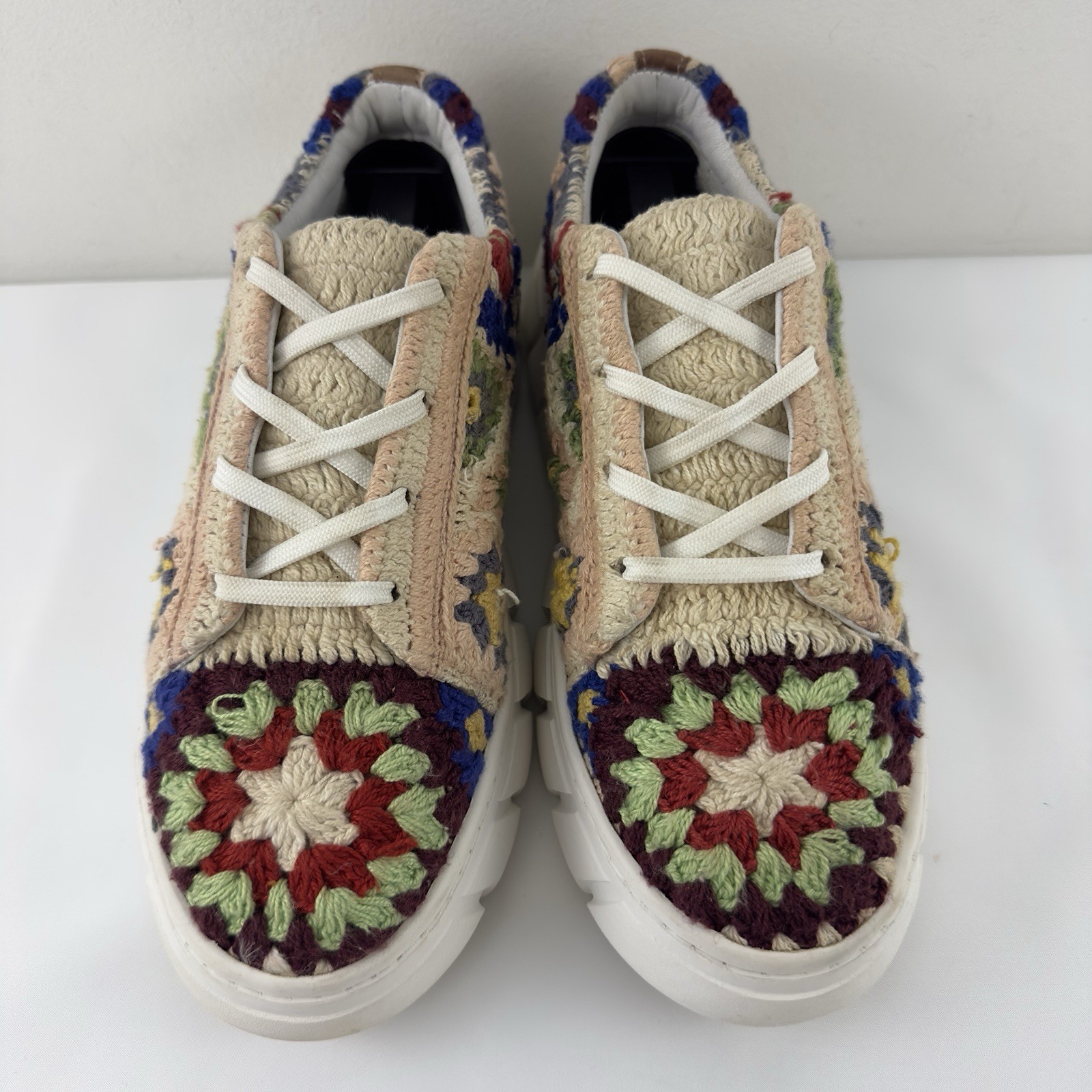 SAOLA Free People scarpe da ginnastica donna all'uncinetto taglia 39 multicolore suola grossa