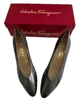 Ferragamo Women's Vintage Gray Leather Pumps Size 10AA
