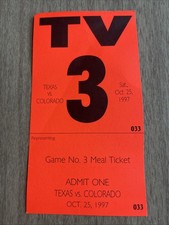 October 25, 1997 Texas Longhorns Vs Colorado Media Press Pass Media Ticket