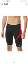 Size 30 TYR Men's Hexa Curve Splice Jammer Swimsuit- Black Red New With Tags $50