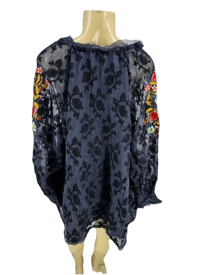 Blusa Top Sundance XL Mujer Gemma Elegancia Manga Larga Bordada N27 Foto 3 de 4