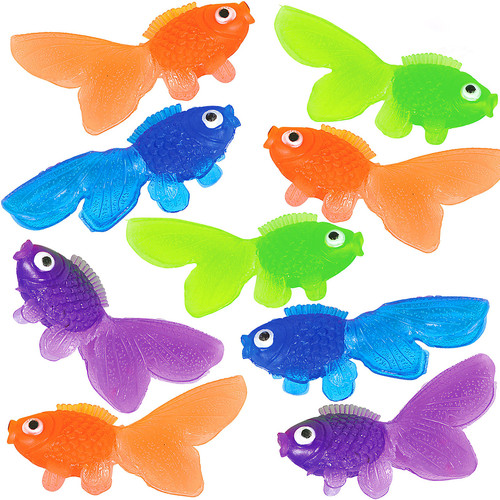 Plastic Vinyl Goldfish - 144 Pcs, 2 Inches Long Gold Fish Toys in Assorted Co...