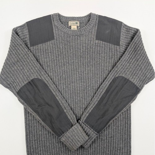 LL Bean Commando Sweater Mens Large Gray 100% Merino Lambs Wool Gorp Military