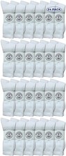 24 PK Mens King Size Premium Cotton Crew Socks White Size 13-16 -Mens Crew Socks