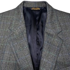 Brooks Brothers Sport Coat 44L 2B1V Wool Tweed Herringbone Retro Overcheck USA