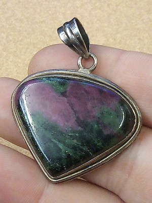 Sterling Pendant Ruby Zoisite (old but great condition 925 mark faded 1.9''Tall)