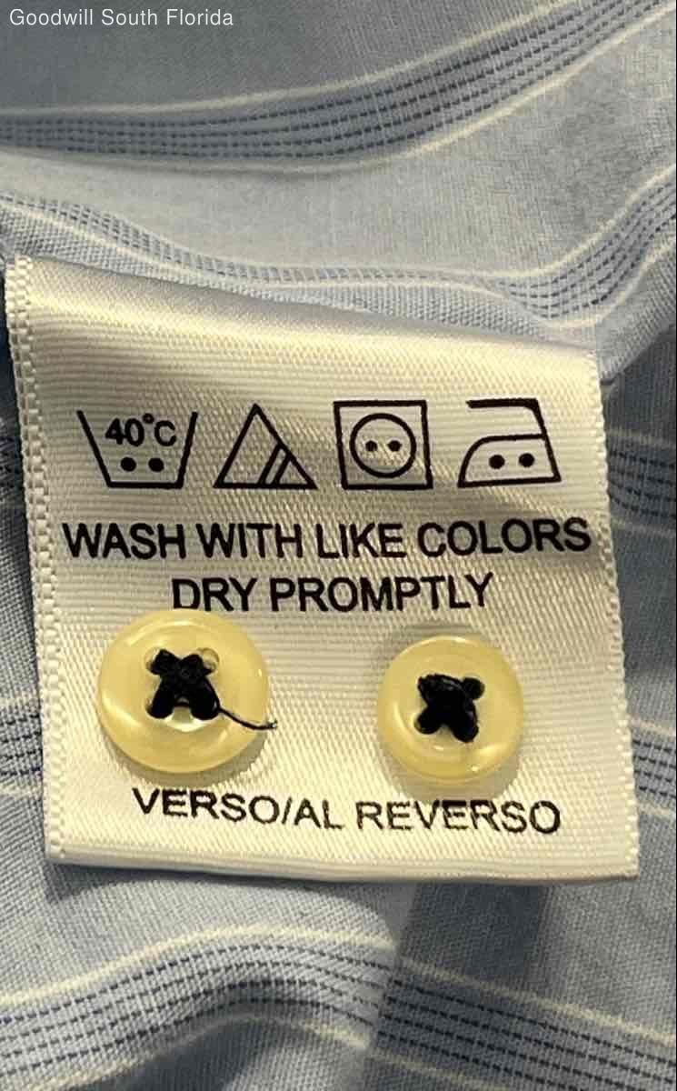 Tommy Hilfiger Mens Blue Striped Long Sleeve Collared Dress Shirt Sz XL 17 34-35 thumbnail 4