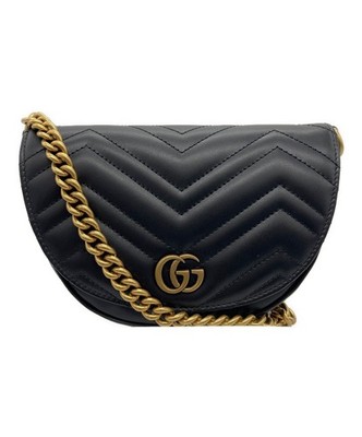 Gucci GG Marmont 746431 Chain Shoulder Bag Black Leather Made in Italy