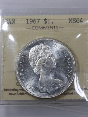 1967 Canada Queen Elizabeth II Dollar Silver ICCS MS64