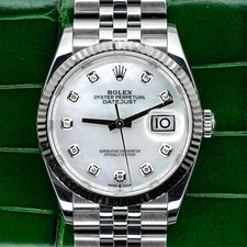 2023 Rolex Datejust 126234 MOP Diamond Dial 36mm Jubilee Bracelet B+P White Tag