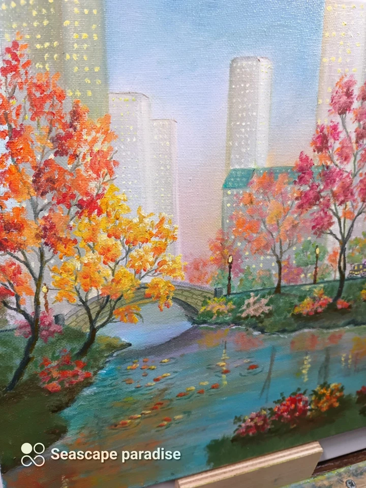 Искусство 12»/12» оригинальная картина маслом, осень в Нью-Йорке. Центральный парк - Изображение 3 из 4