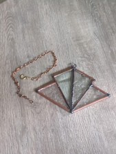 Vintage Geometric Shape Stained Glass Sun Catcher Textured Design Glass Decor
