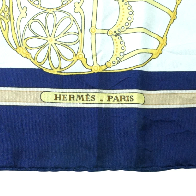 HERMÈS "LES MUSEROLLES" por C.Vauzelles en 1986 bufanda de seda de lujo vintage 34" pulgadas Foto 2 de 4