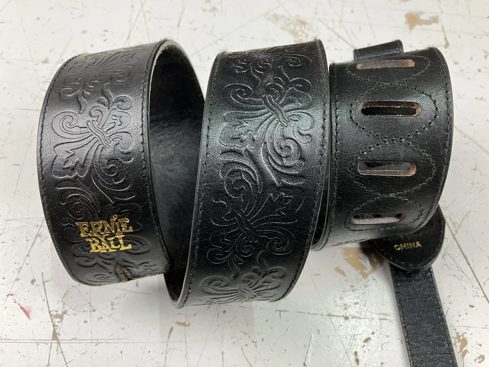 USED Ernie Ball embossed leather guitar strap (Brown) - image 2 of 4
