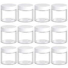 TUZAZO 4 Pack 2 Oz Plastic Containers Small Jars with White Lids BPA Free, ...