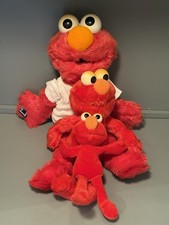 Three Vintage Applause Sesame Street Plush ELMO Stuffed Animal 1997 Used