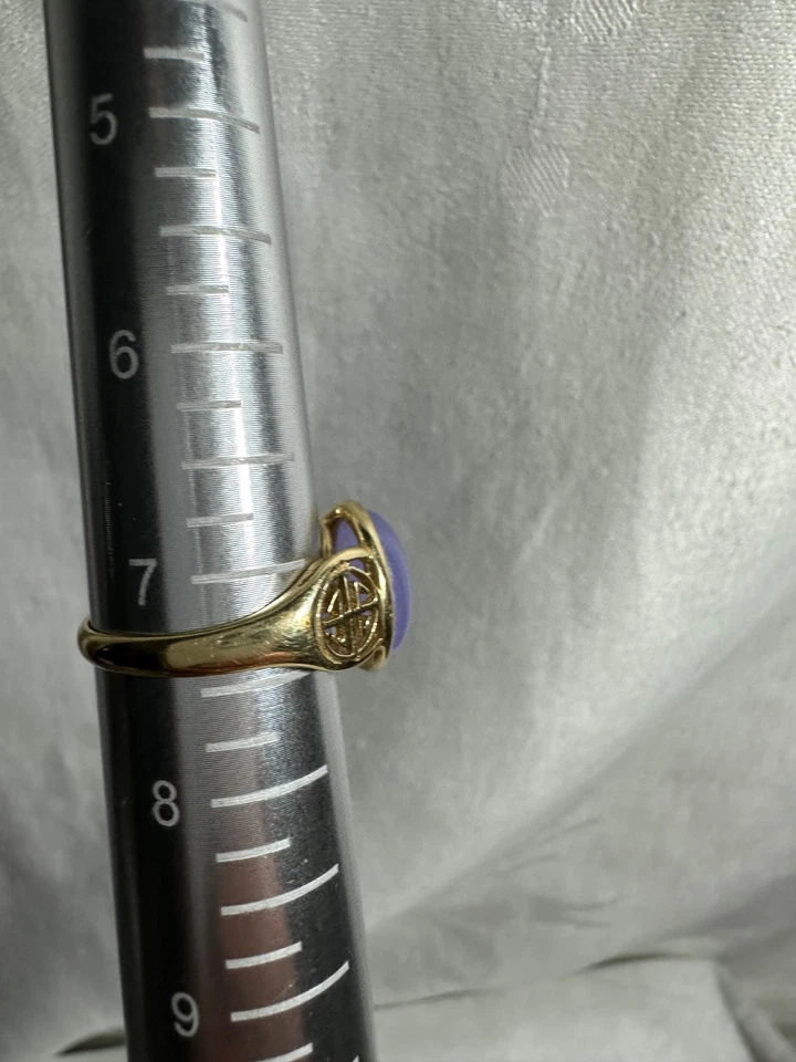 Anillo lavanda jadeíta oro amarillo 14k VW Hong Kong talla 7 Foto 4 de 4
