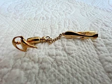 Hickok Door Knocker Gold Tone Chain Tie Bar Clip