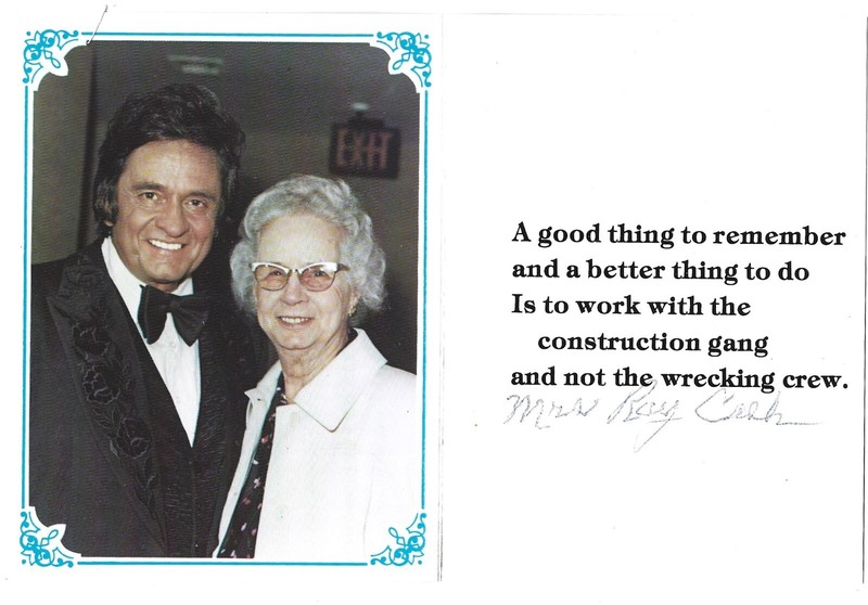 Johnny Cash & Mother Photo with Mother's Signature, Mrs. Ray Cash