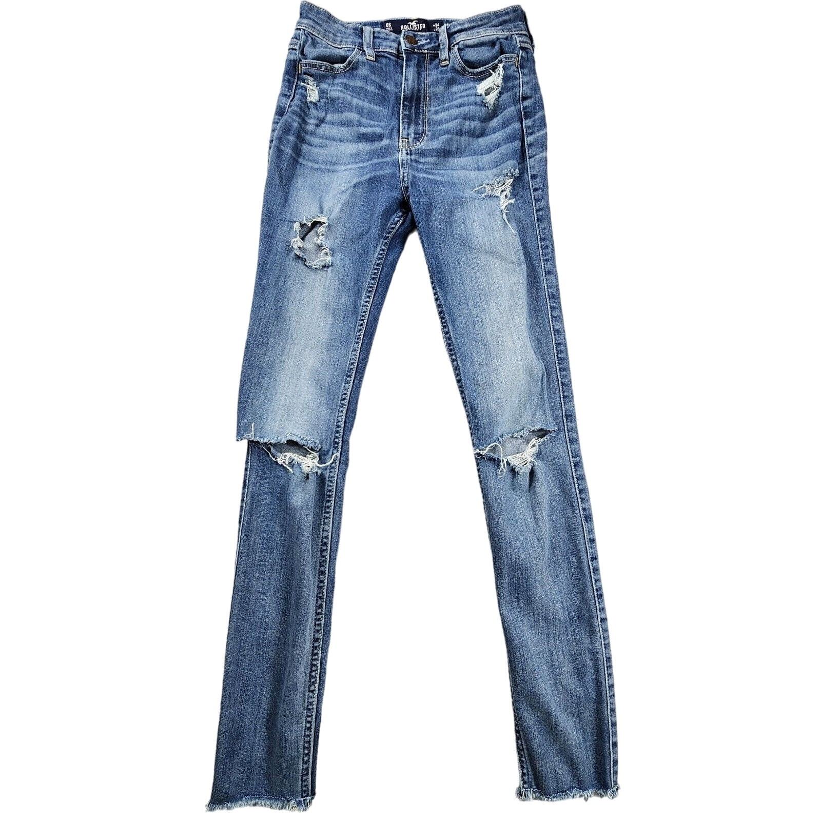 Hollister Skinny Jeans Distressed Ankle Fringe Slim Fit Teens Women Size 0S-image