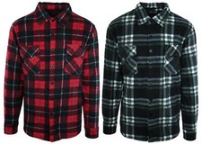 Mens Fleece Shirt Lumberjack Work Coat Jacket Check Thermal Winter Warm NEW