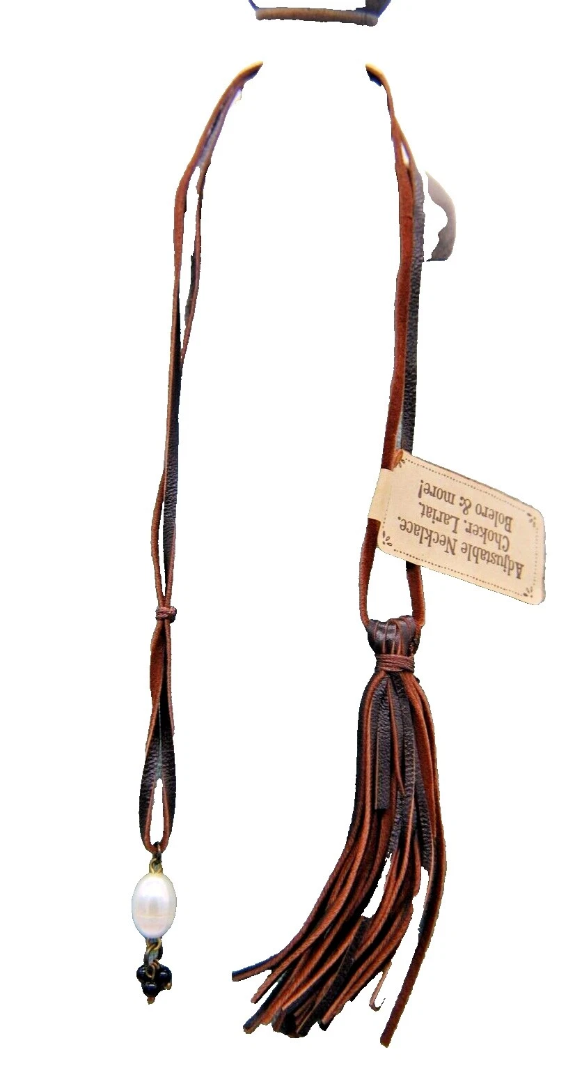 Colares e pingentes Artesanais com Contas de Couro