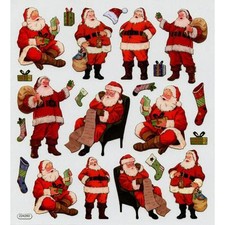 Scrapbooking Crafts Stickers Christmas Santas Santa Claus List Presents Bag More