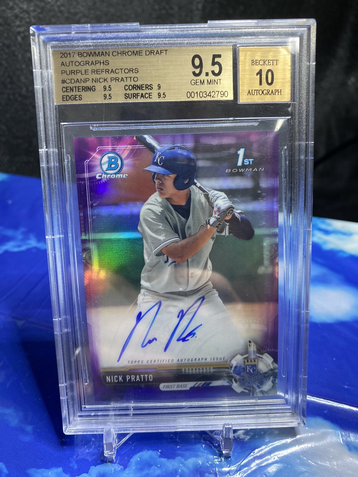2017 Bowman Chrome Draft Nick Pratto Purple Refractor Auto #/250 BGS 9.5/10
