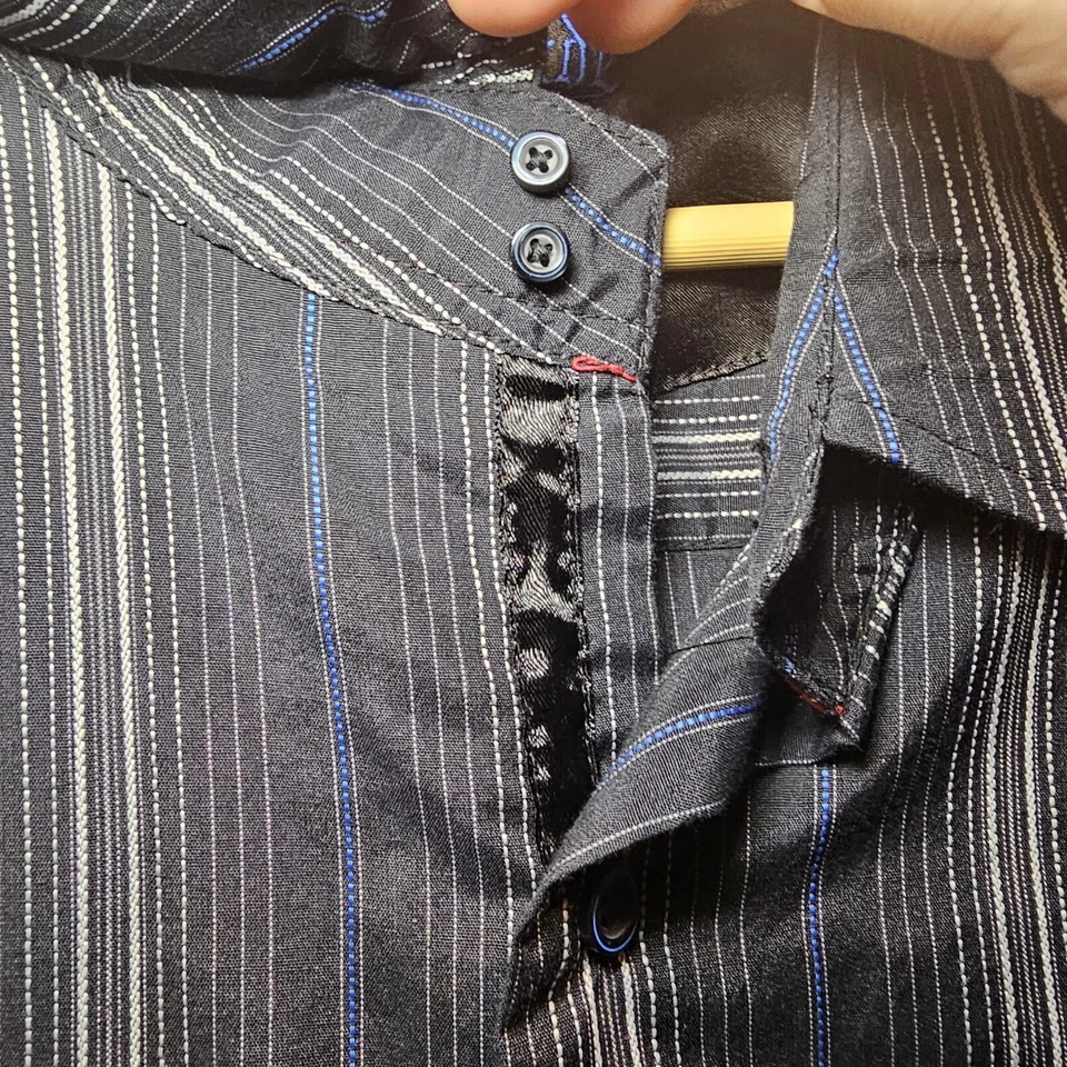 Camisa Attitude dorada para hombre abstracta con botones talla 4XL a rayas Foto 4 de 4