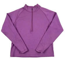 VTG Ibex Pink Merino Wool 1/2 Zip Pullover Shirt Top LOGO USA Made FLAW Size M