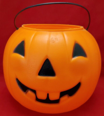 Vtg Unbranded Jack O Lantern Pumpkin Trick Treat Candy Bucket 7" | eBay