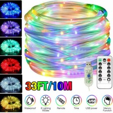 33ft 100 Led Strip Rope Light Tube String Outdoor Garden Party Decoration Lights