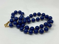 Vintage Goldtone Blue Lucite Plastic Beaded 22" Necklace
