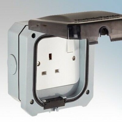 Greenbrook PSKT1G wetterfeste 13A Schaltsteckdose - 1 Gang grau