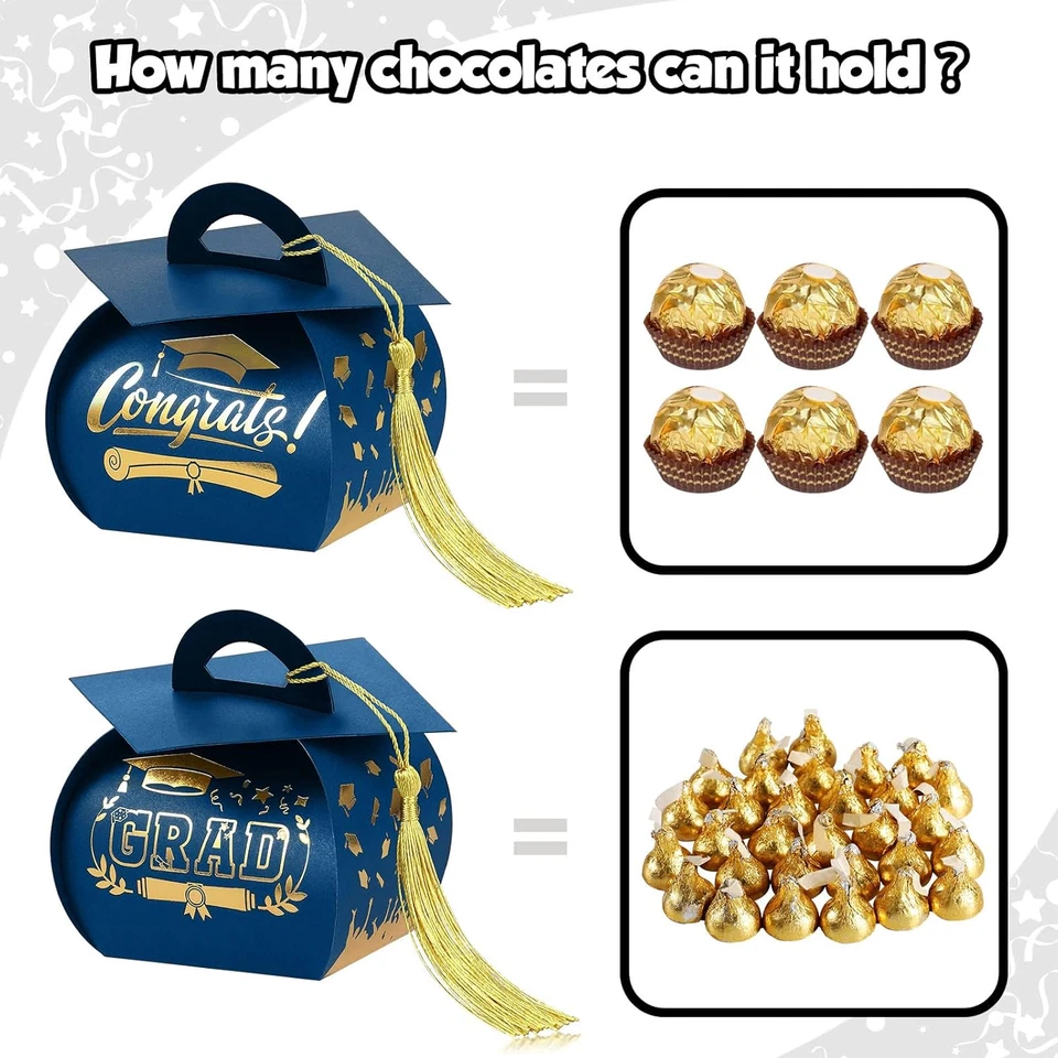 30 peças boné de formatura caixa de presente festa de formatura favores caixas de doces caixa de doces com - Imagem 4 de 4