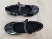 Dance Dancewear TAP Shoes Girl Black Patent Mary Janes 7" Long