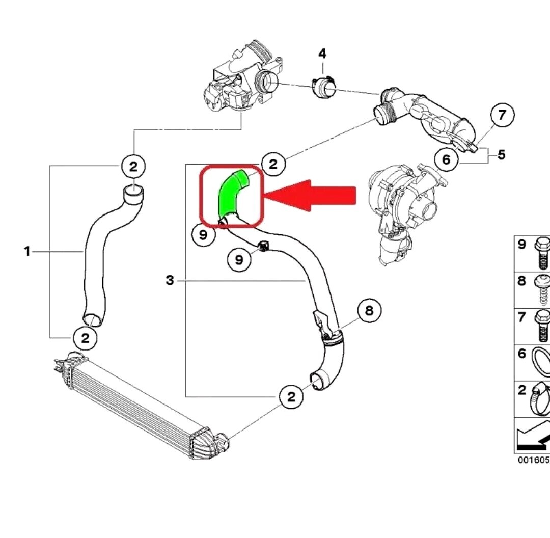 Ladeluftschlauch Für MINI Clubvan (R55) Cooper D - Turboschlauch 521281A | Inkl. Dichtungen