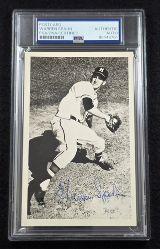 WARREN SPAHN Signed Real Photo Postcard-HALL OF FAME-MILWAUKEE BRAVES-PSA - Picture 5 of 5