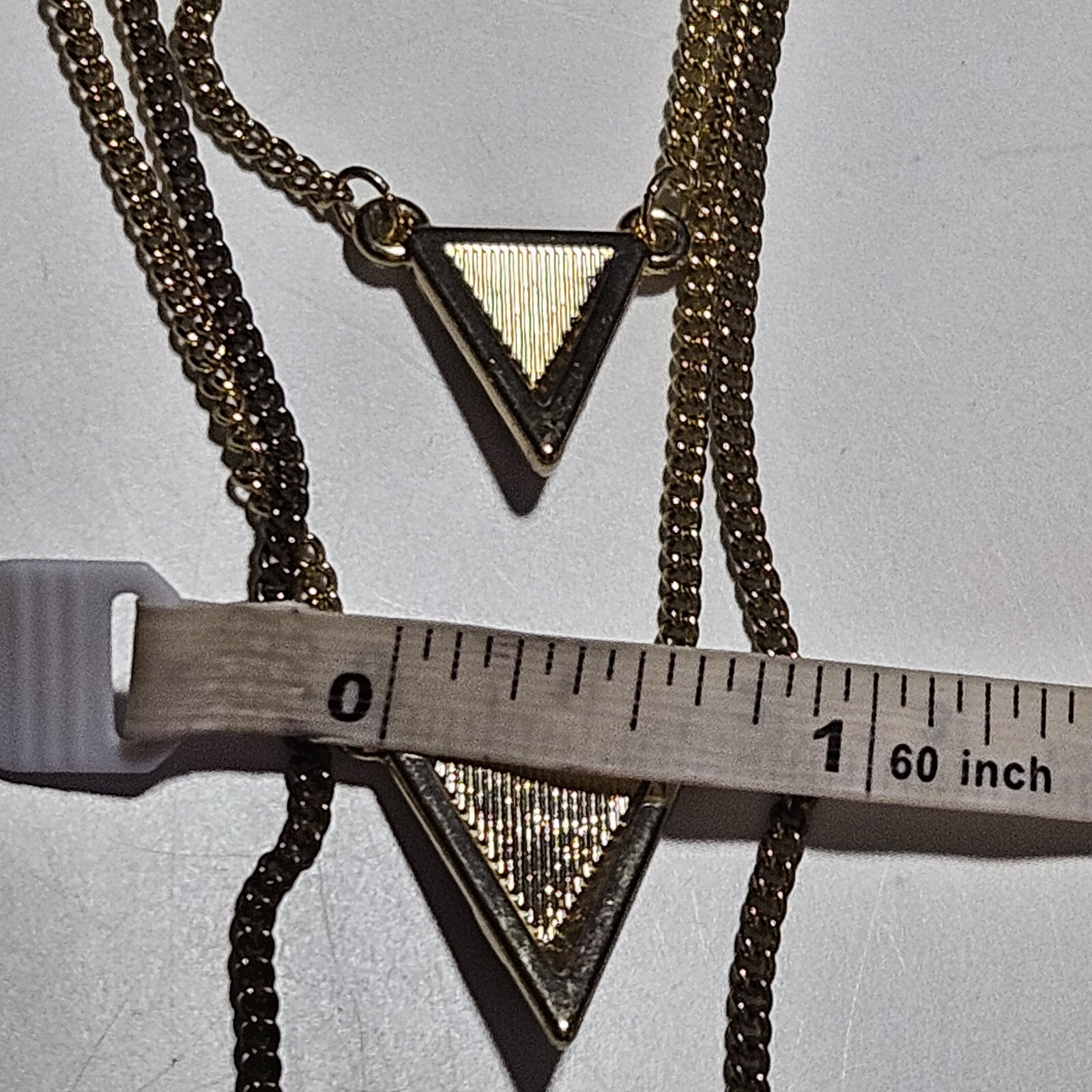 Express Gold Tone Layered Triangular Rhinestone T… - image 7