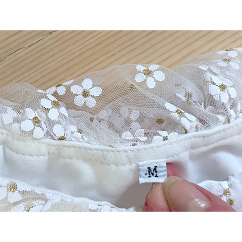 Mini Vestido de Tul Floral Blanco Un Hombro, Vestido de Fiesta de Verano Femenino, Talla M - Imagen 7 de 10
