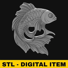 Koi Fish STL 3D Model Relief For CNC Router Printer Laser