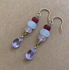 Natural gemstones sundance charm handmade handcrafted earrings artisan jewelry