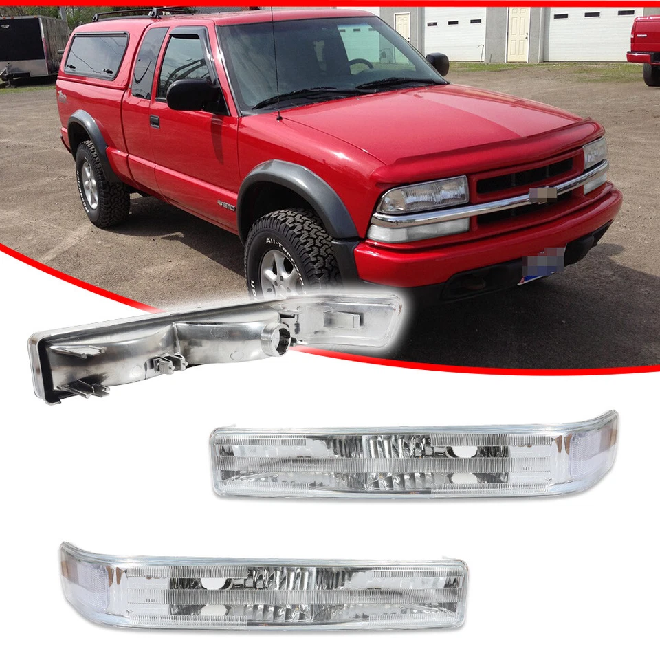 Luces de señalización de estacionamiento de parachoques delantero transparentes para 98-04 Chevy S10 Blazer GMC Sonoma Foto 2 de 4