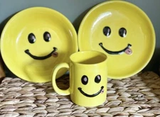 Handmade smiley face breakfast set