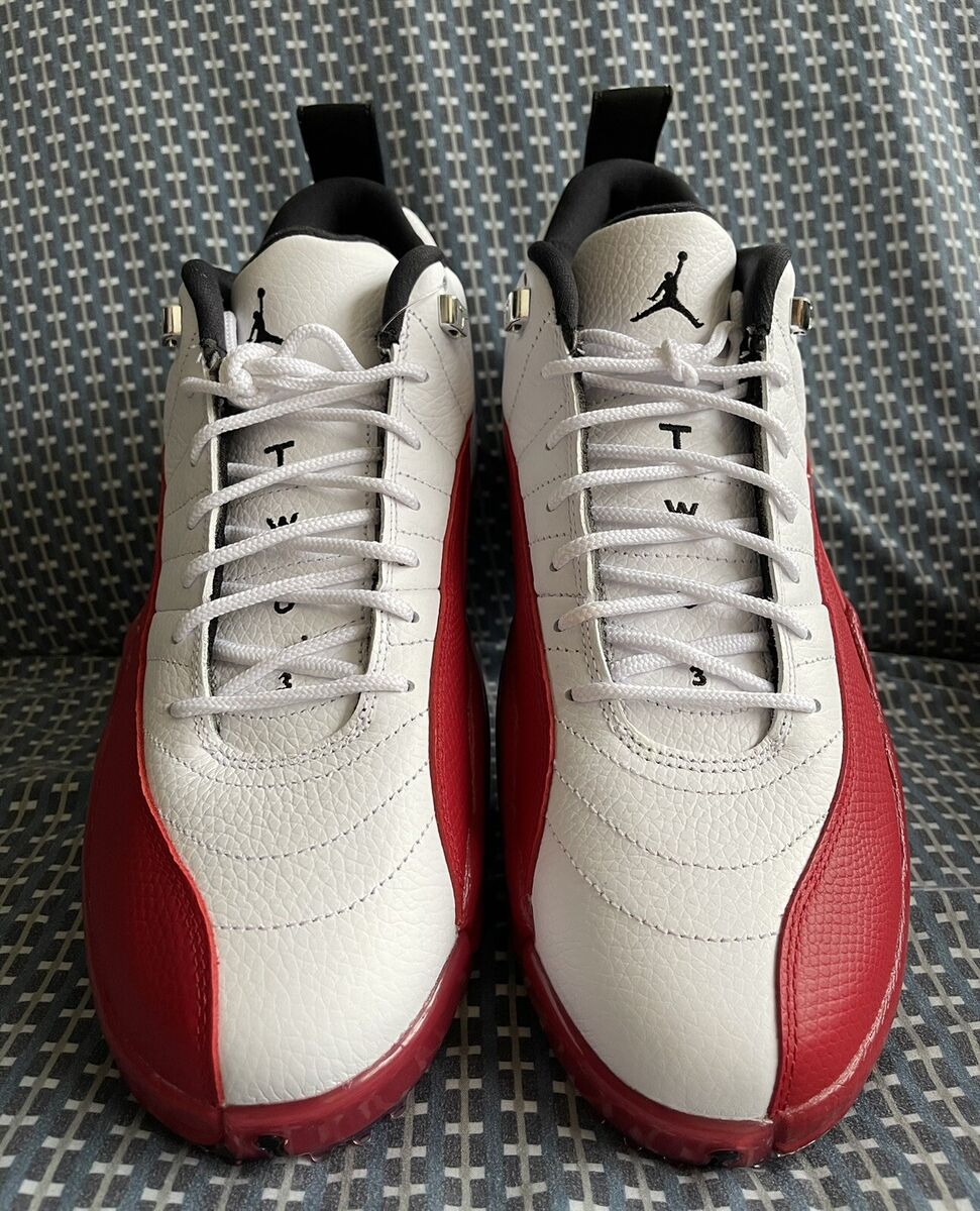 Nike Air Jordan 12 Low Cherry Golf Shoes Cleats White Red Nike Air Jordan 12 Low Cherry Golf Shoes Cleats White Red