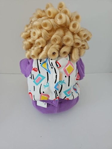 Vintage Kohlaufnäher Kind Mädchen blond Maisseide Haar blau Augen Kopfform #11 selten - Bild 11 von 15