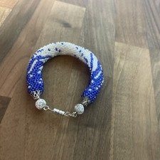 Handmade Snake skin silver Blue Bacelet pytho...