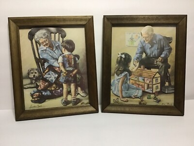1984-SCAFA TORNABENE ART PUBLISHING CO 3D LITHO USA FRAMED GRANDPARENTS/CHILDREN
