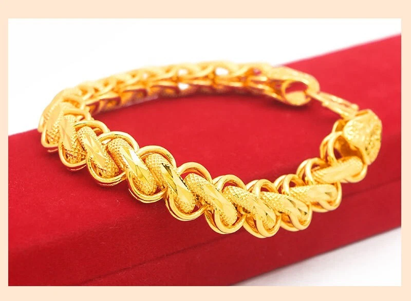 24k Real Gold Plated 15mm Wide Generous Simple Men s Bracelet