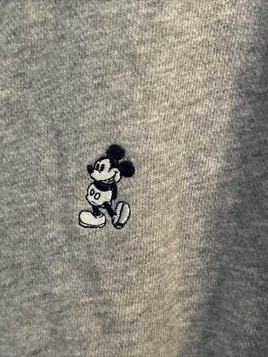 Disney Parks Mickey Mouse Small Gray Zip Up Sweatshirt Sweater 100% Cotton - Picture 2 of 6